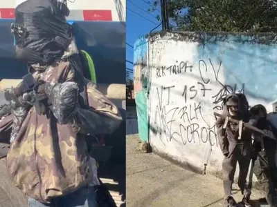 Bonecos com armados são usados para simular criminosos em comunidade do Rio