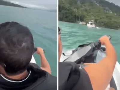 Vídeo mostra homem em moto aquática antes de desaparecer em Ilhabela