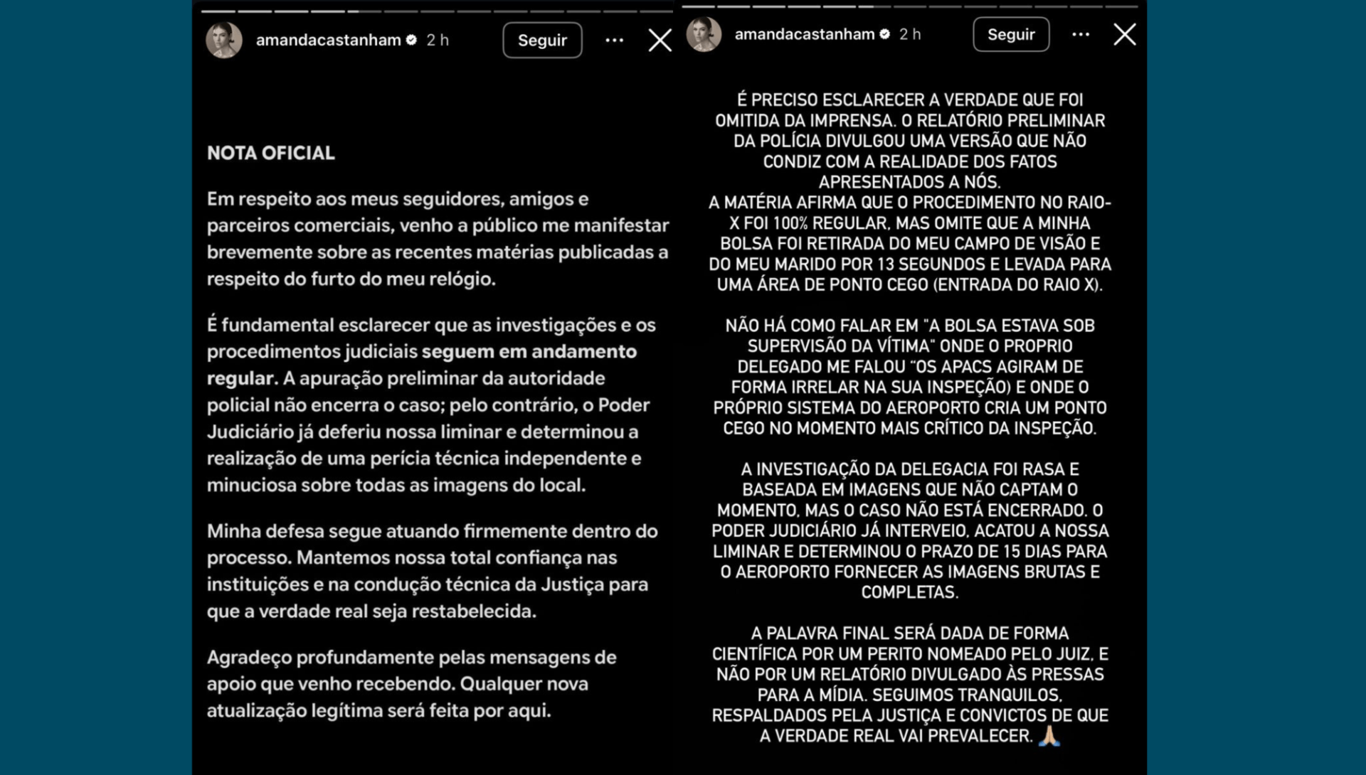 Influenciadora se posicionou nas redes sociais