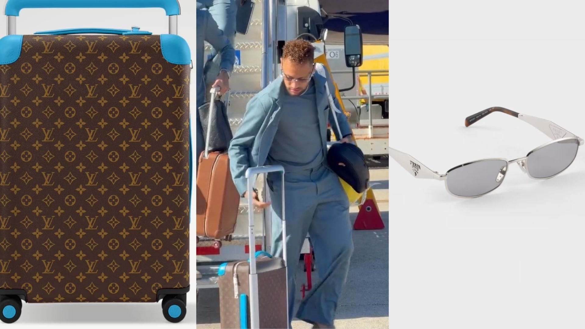 Neymar Jr. optou por &oacute;culos da Prada e mala da Louis Vuitton, avaliados em R$ 3,6 mil e R$ 25 mil