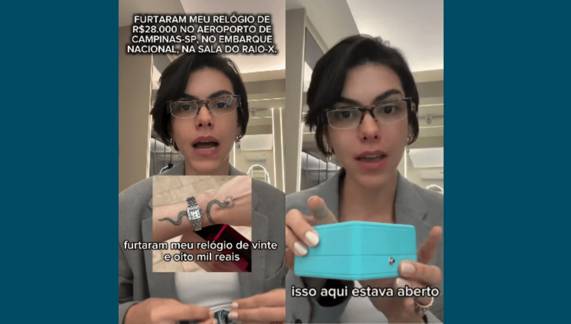 Relógio da influenciadora pode ser furtado em outro local