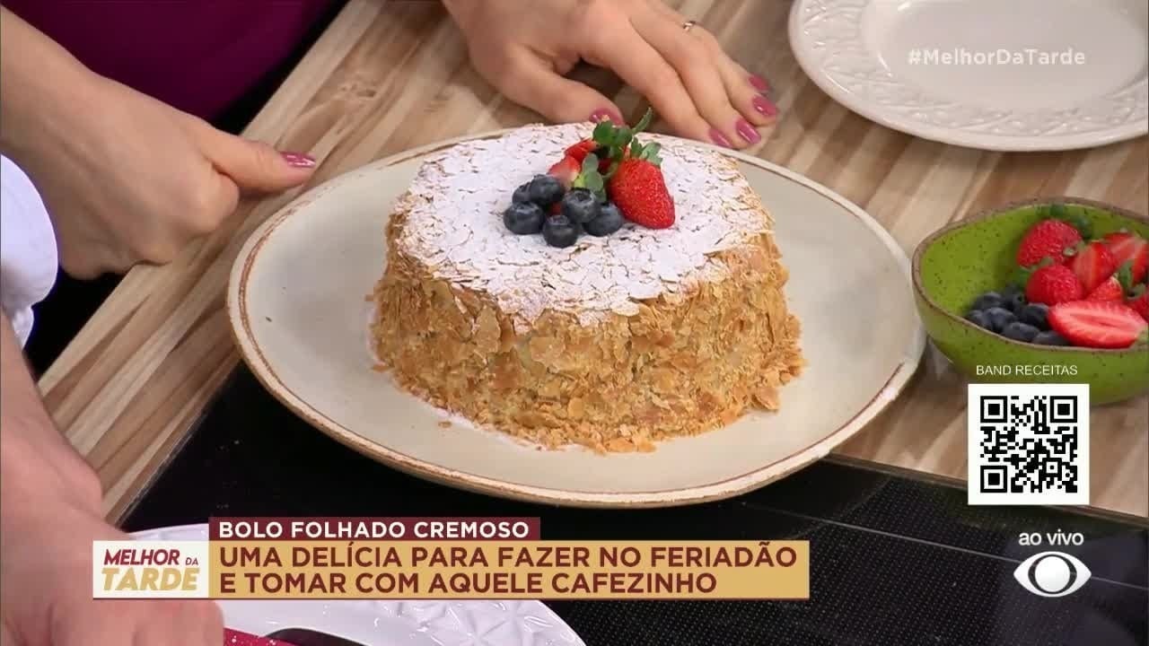 Bolo cremoso de massa folhada do chef Bruno Hashimoto | Band Receitas