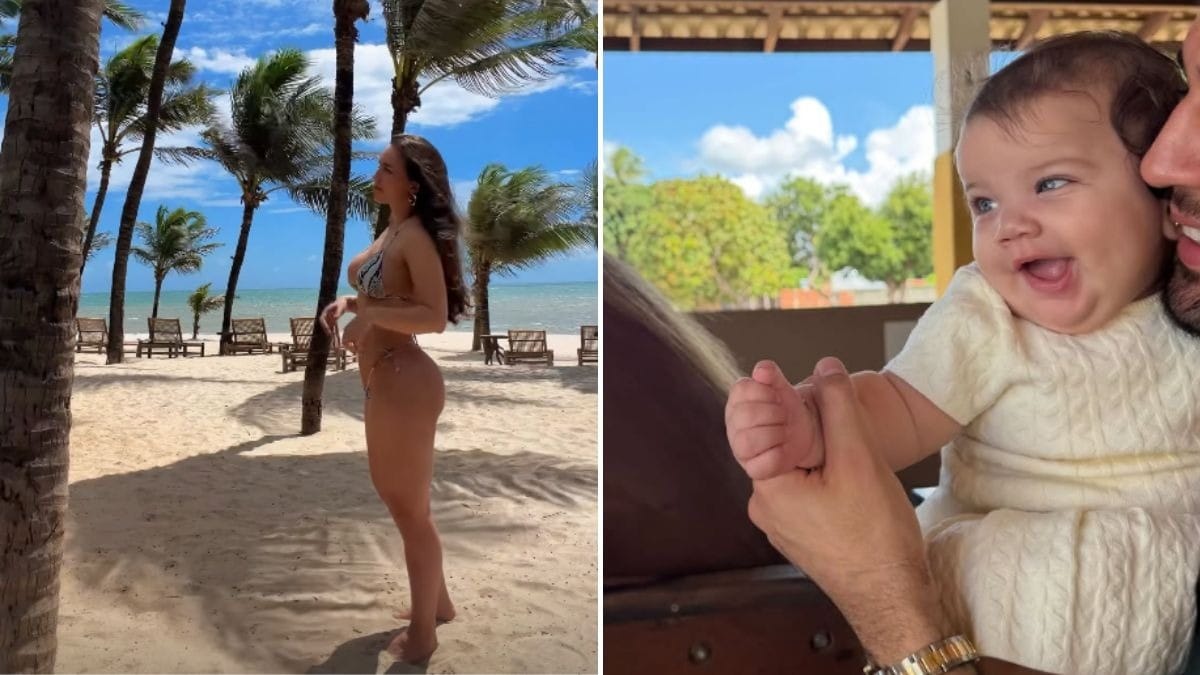Rafa Kalimann e Nattanzinho aproveitam descanso com a filha no Ceará
