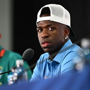 Vini Jr, em entrevista coletiva pela Seleção Brasileira