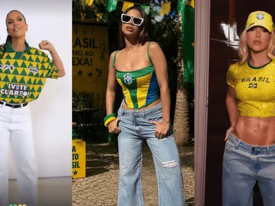 Famosos vestem verde e amarelo para estreia do Brasil; veja looks