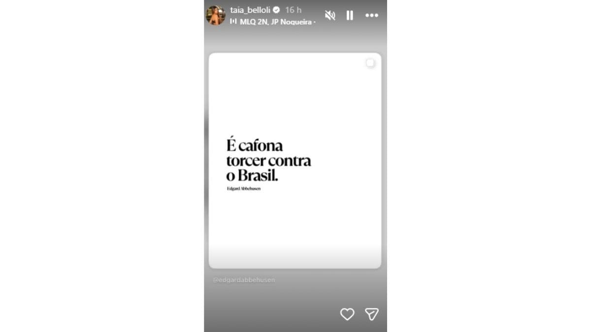 Stories de Natalia Belloli (Reprodu&ccedil;&atilde;o/Instagram @taia_belloli)