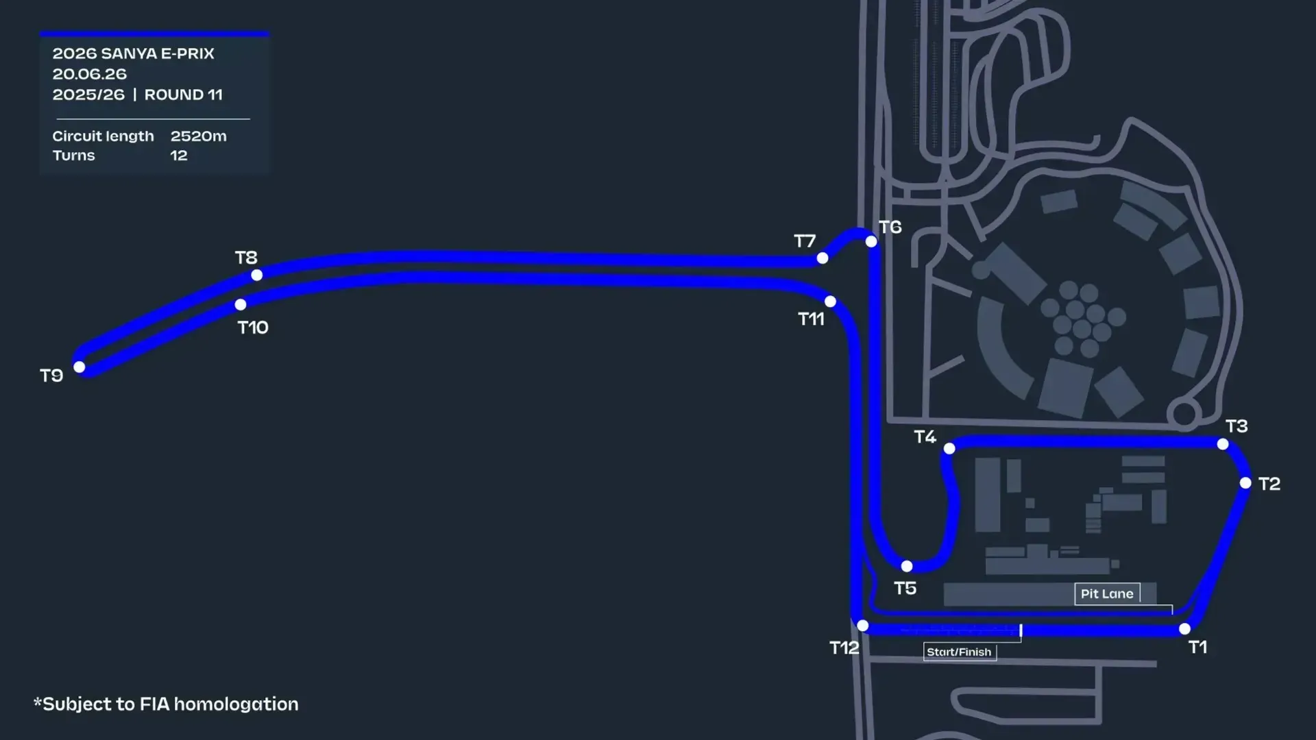 Traçado do E-Prix de Sanya da Fórmula E
