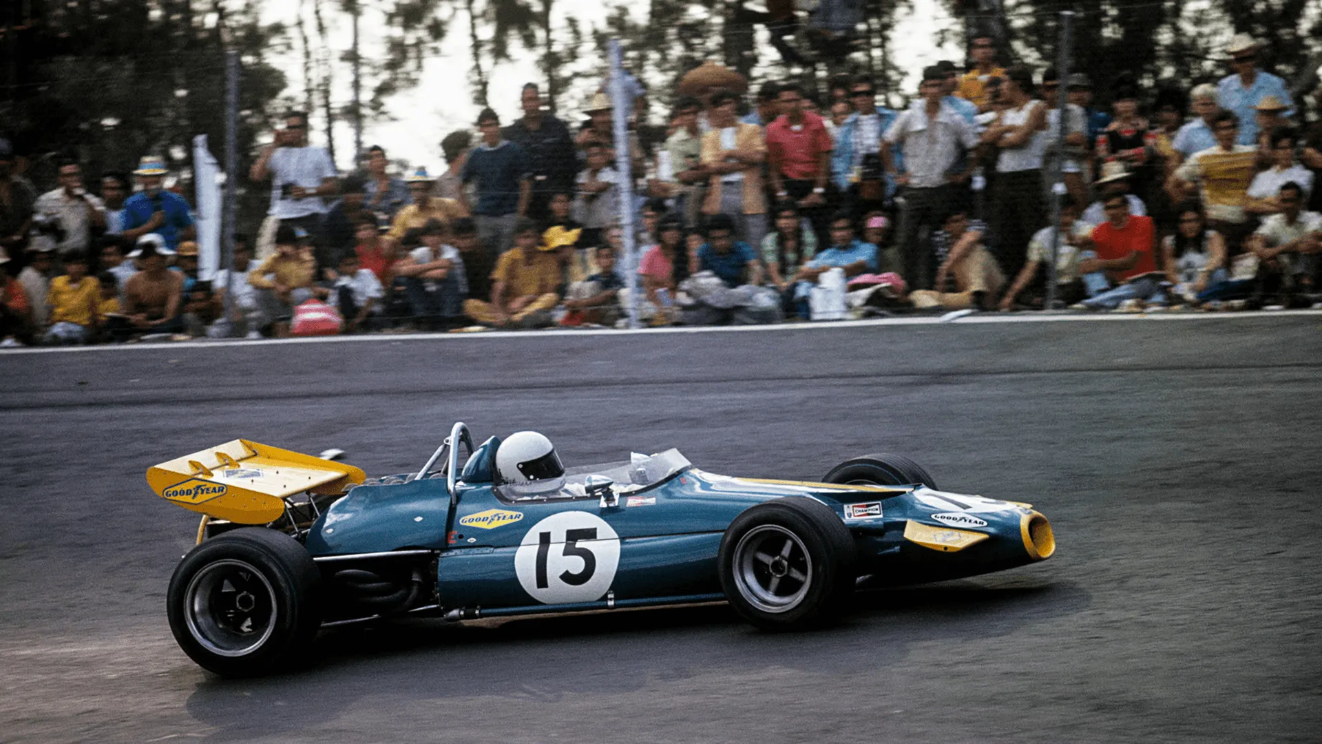 Jack Brabham a bordo de sua Brabham Ford no GP da África do Sul de 1970