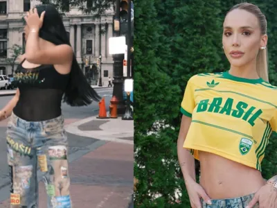 Esposas de Rayan e Bruno Guimarães usam mesma calça antes de jogo do Brasil