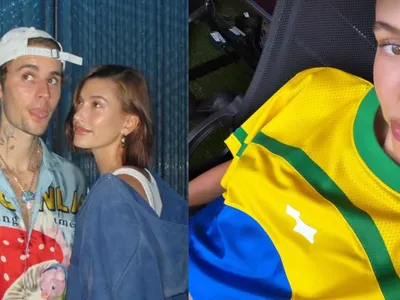 Filha de brasileira, Hailey Bieber aparece com cores do Brasil em foto