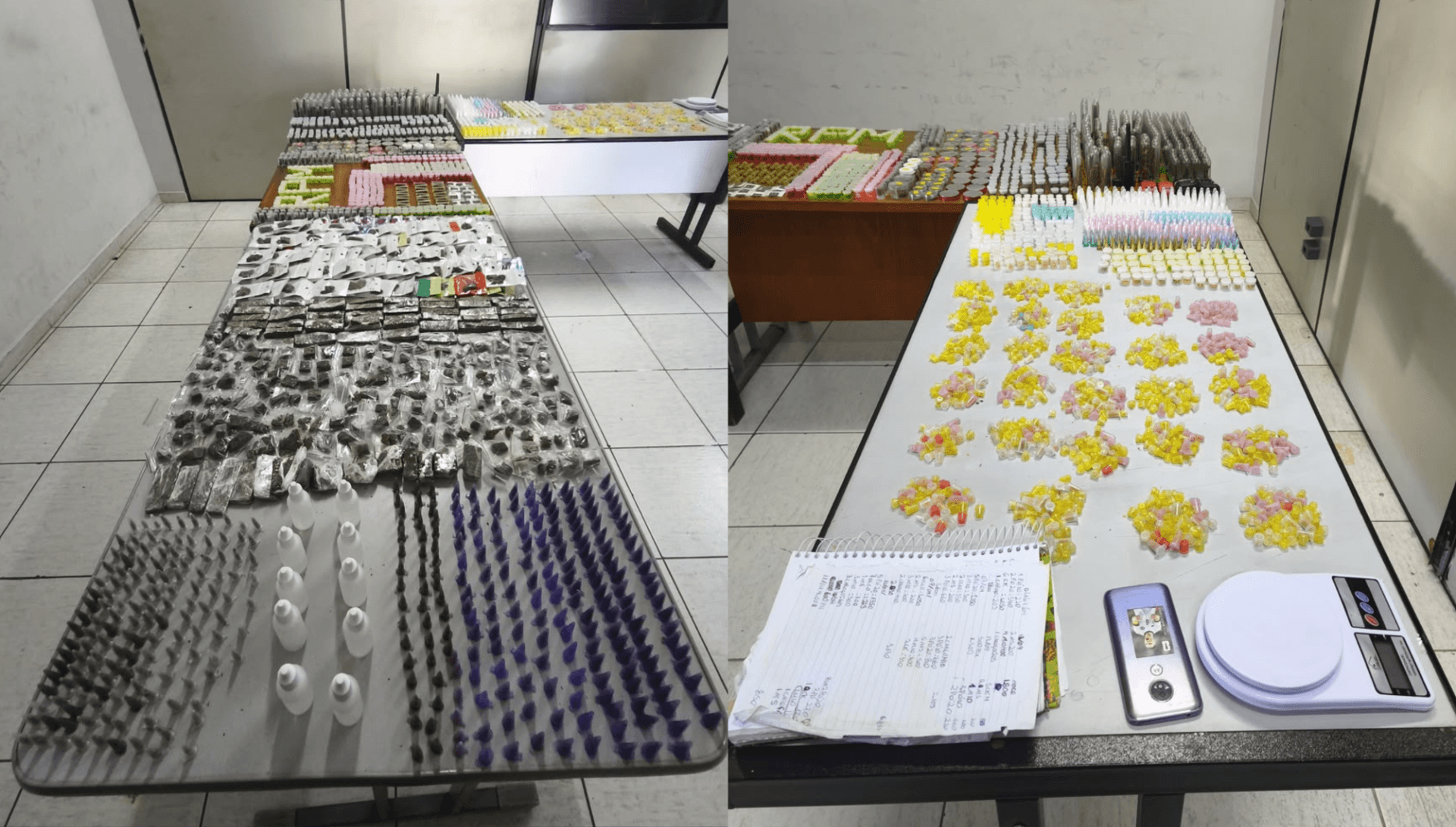 Drogas estavam em sacolas plásticas no chão da casa  - Foto: Polícia Militar