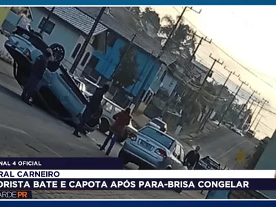 Para-brisa congela, motorista perde controle e capota no Sul do Paraná