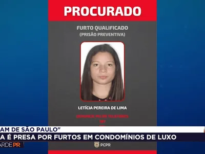 Polícia divulga imagem de suspeita de furtos em imóveis de luxo em Curitiba
