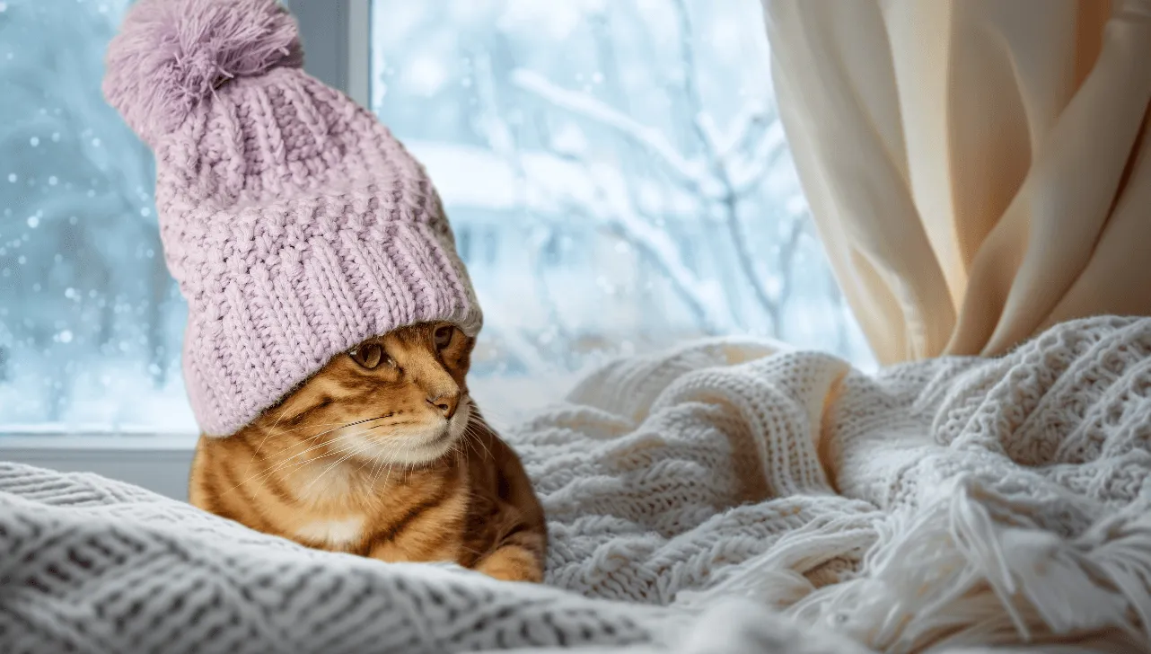 Patas escondidas sob o corpo e rabo enrolado em volta de si aponta frio em gatos