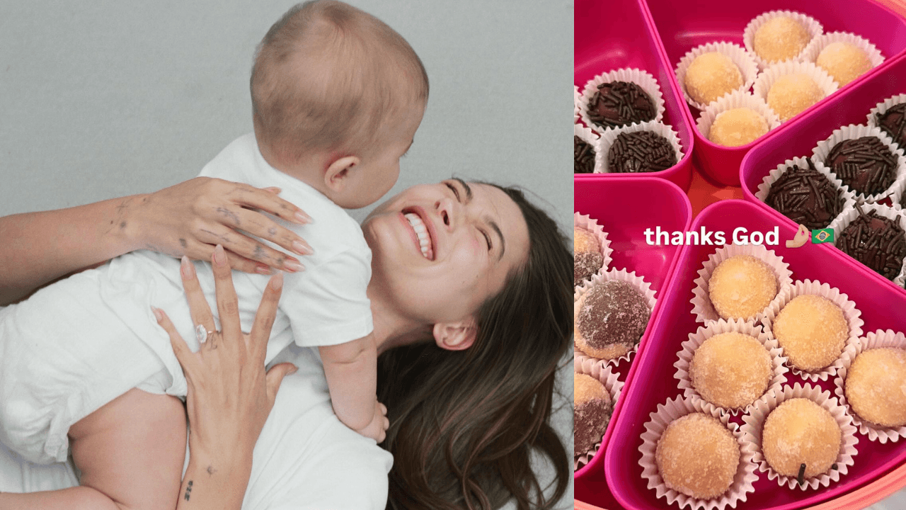 Hailey Bieber encanta fãs ao mostrar filho comendo brigadeiro pela 1ª vez