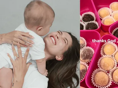 Hailey Bieber encanta fãs ao mostrar filho comendo brigadeiro pela 1ª vez