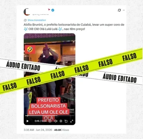 Vídeo de prefeito de Cuiabá foi manipulado para incluir coro pró-Lula