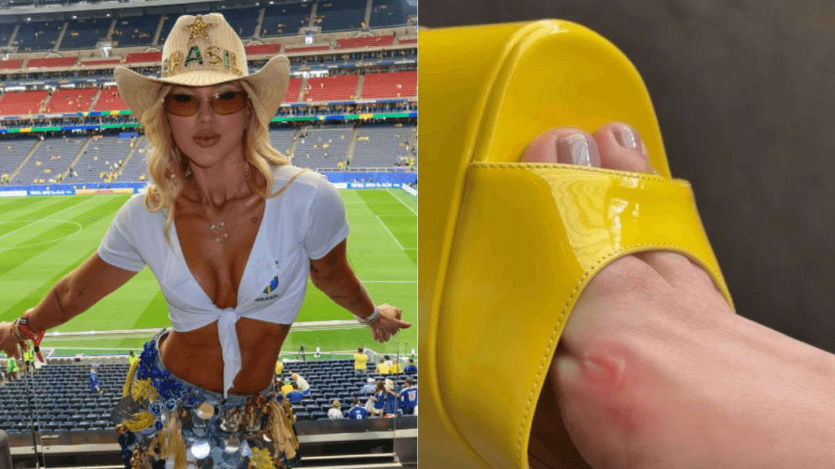 Virginia Fonseca passa perrengue com salto e mostra calo a caminho do jogo