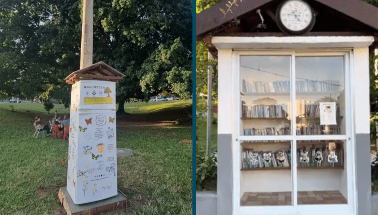 Antes a biblioteca era uma geladeira, mas passou por reformas