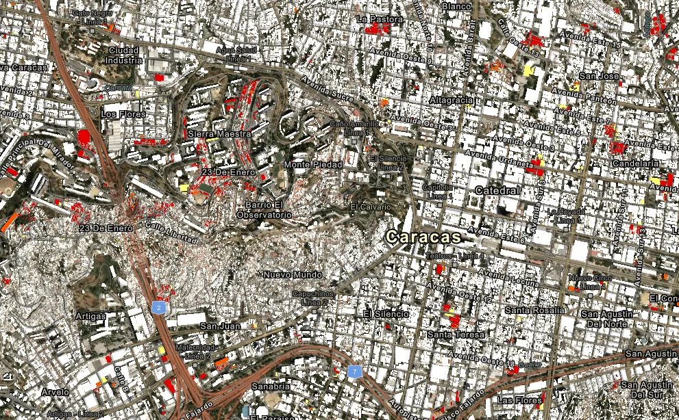 Imagens de satélite da Nasa apontam em vermelho destruição deixada por terremotos (Earthdata GIS/Nasa)