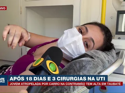 Após 18 dias internada, jovem atropelada em Taubaté recebe alta e celebra