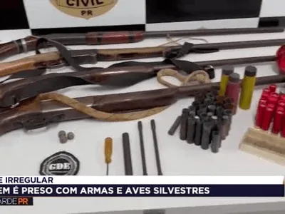 Homem é preso com armas e aves silvestres em Cornélio Procópio