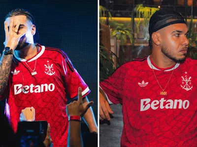 Rapper aparece com novo terceiro uniforme do Flamengo em show; veja foto