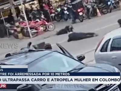 Câmera flagra moto que atropela pedestre em Colombo
