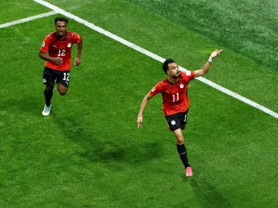 Flamengo comemora gol de Zico, atacante do Egito, na Copa do Mundo