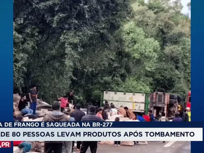 Saque de carga de frango mobiliza 80 pessoas na BR-277