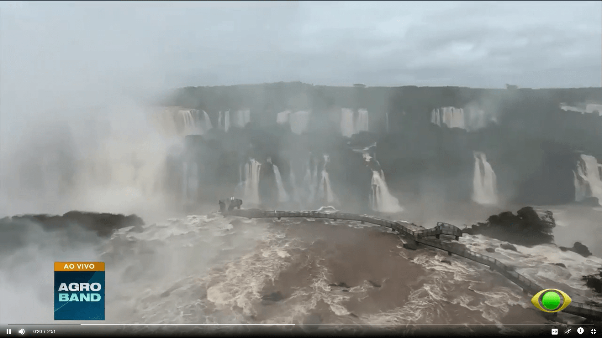Chuvas quintuplicam a vazão de água das Cataratas de Iguaçu
