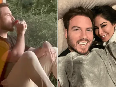 Thiago Nigro dribla Maíra Cardi e surge bebendo refrigerante na varanda