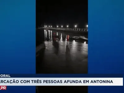 Embarcação com três pessoas afunda em Antonina; vítimas são salvas