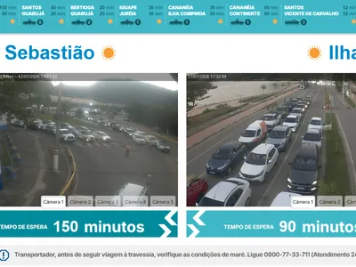2 horas e meia de fila para atravessar Canal sentido Ilhabela