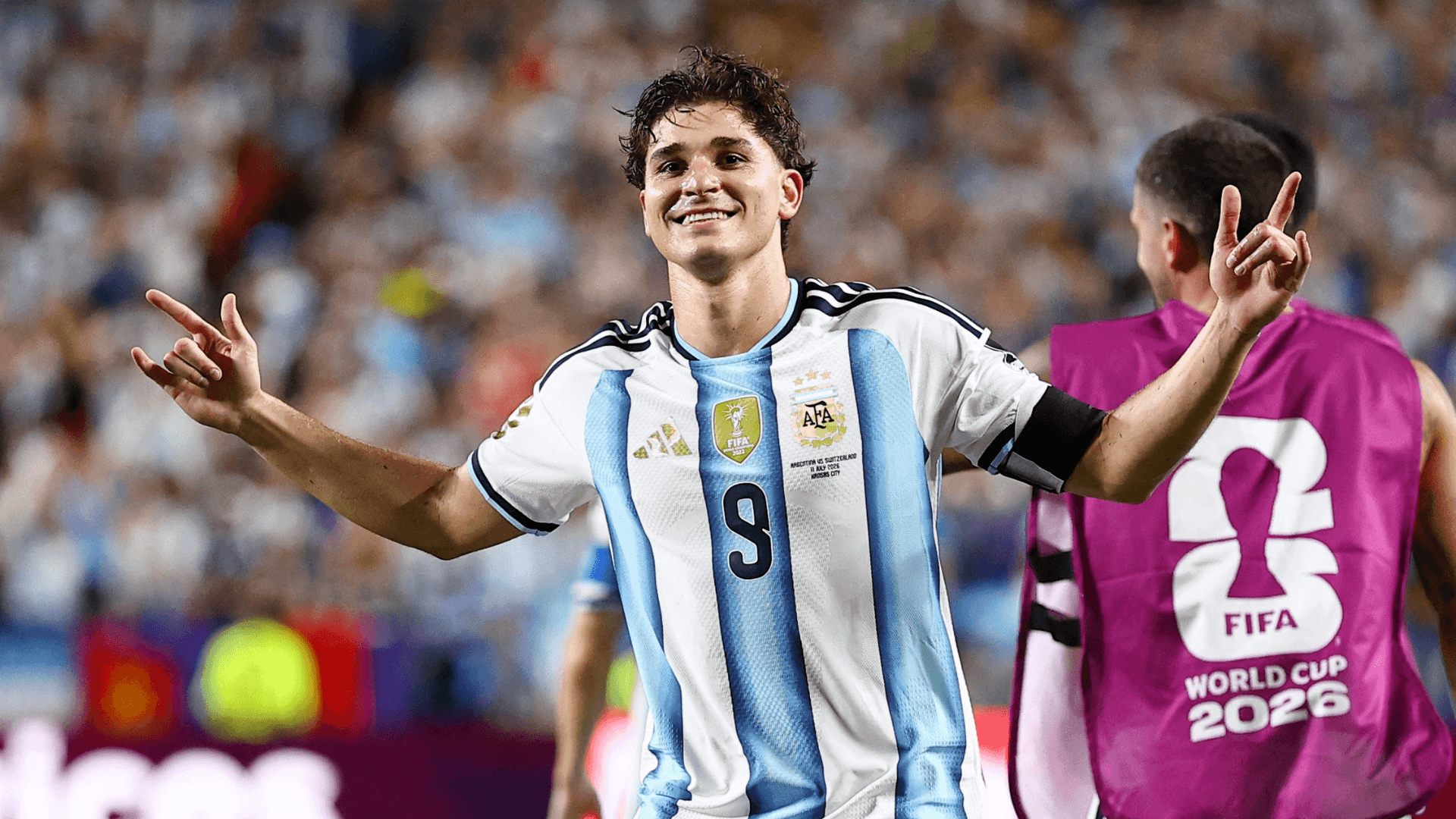 Julián Álvarez comemorando pela Argentina durante a Copa do Mundo 2026 I Foto: REUTERS/Agustin Marcarian