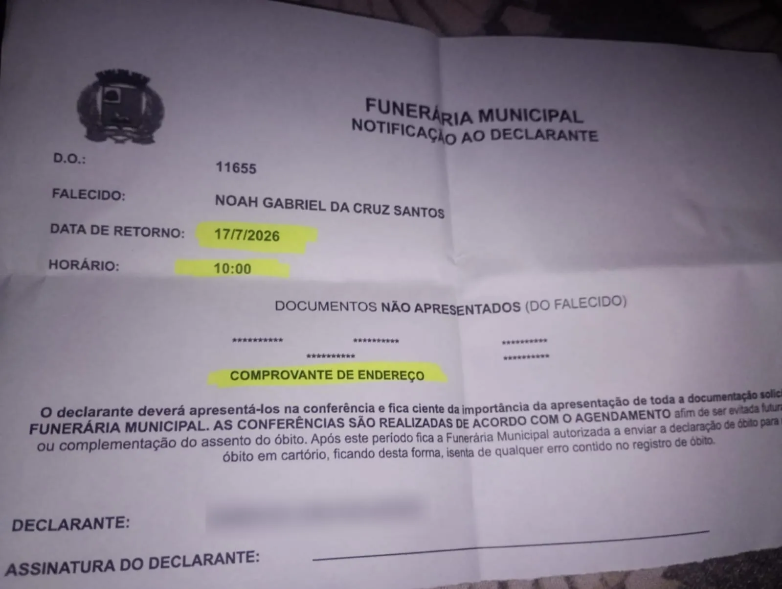 Funcionária de funerária percebeu sinais vitais e acionou a equipe médica (foto: Arquivo pessoal/Divulgação)