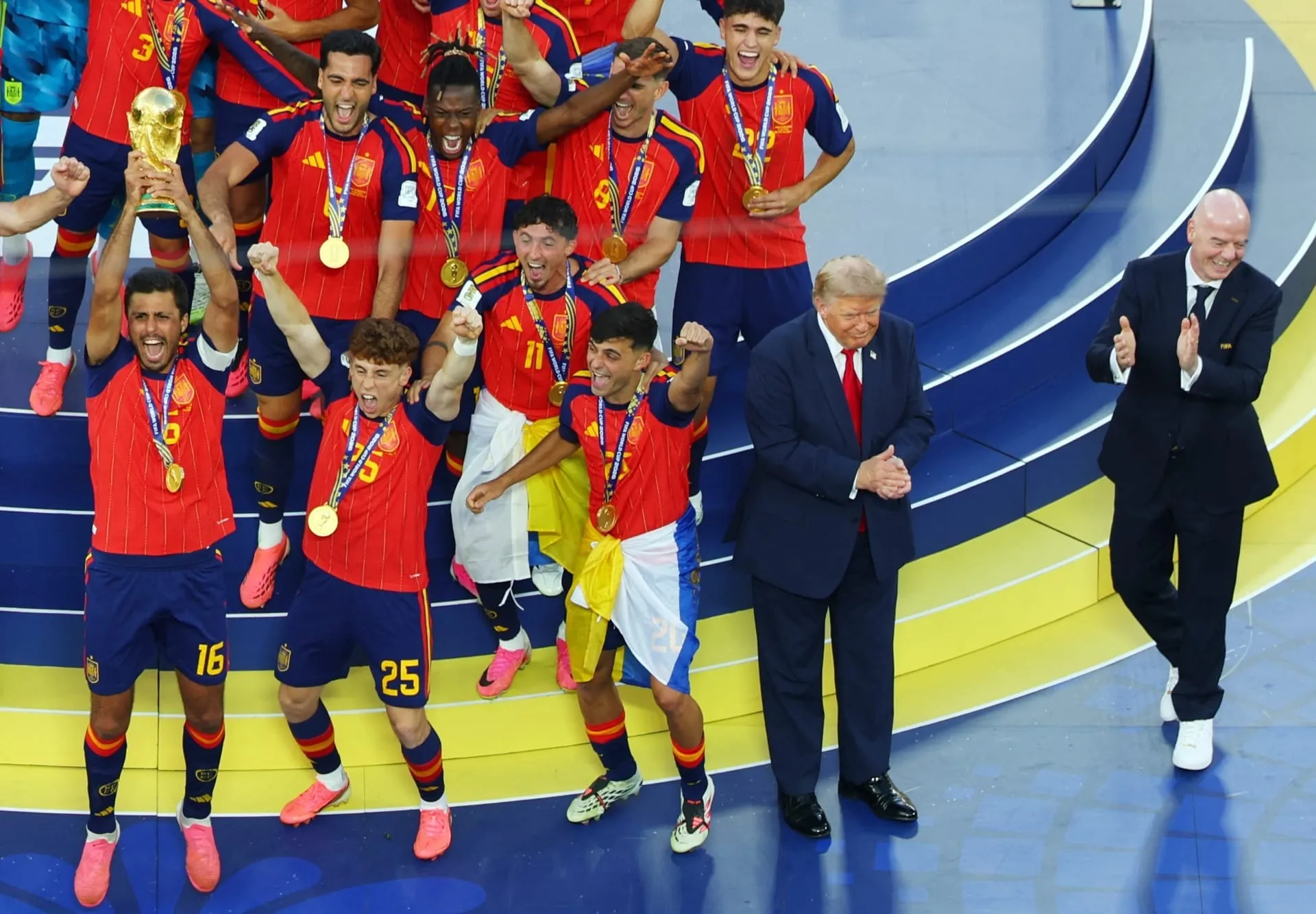Trump durante celebração espanhola na final da Copa