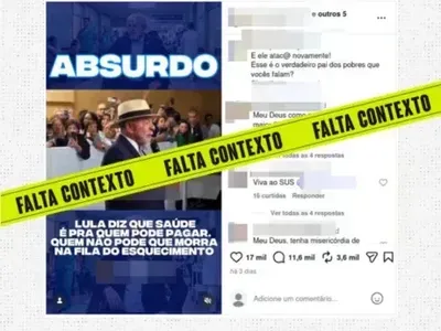 Posts tiram de contexto fala de Lula para sugerir defesa de saúde paga
