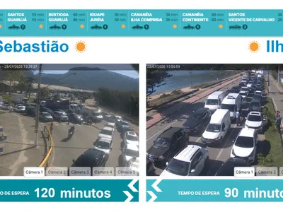 Motoristas enfrentam fila de 2 horas na balsa em São Sebastião