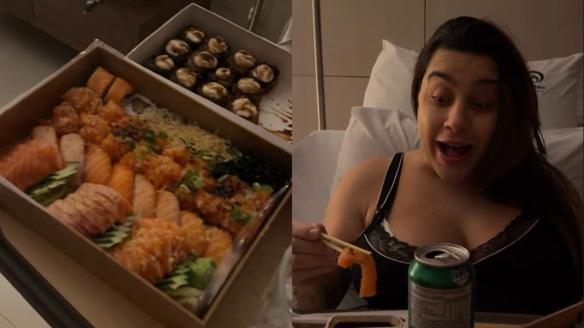 Lauana Prado mata vontade e come sushi após dar à luz a Dom: 