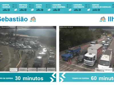 Fila de 1 hora para pegar a balsa de Ilhabela nesta segunda (3)