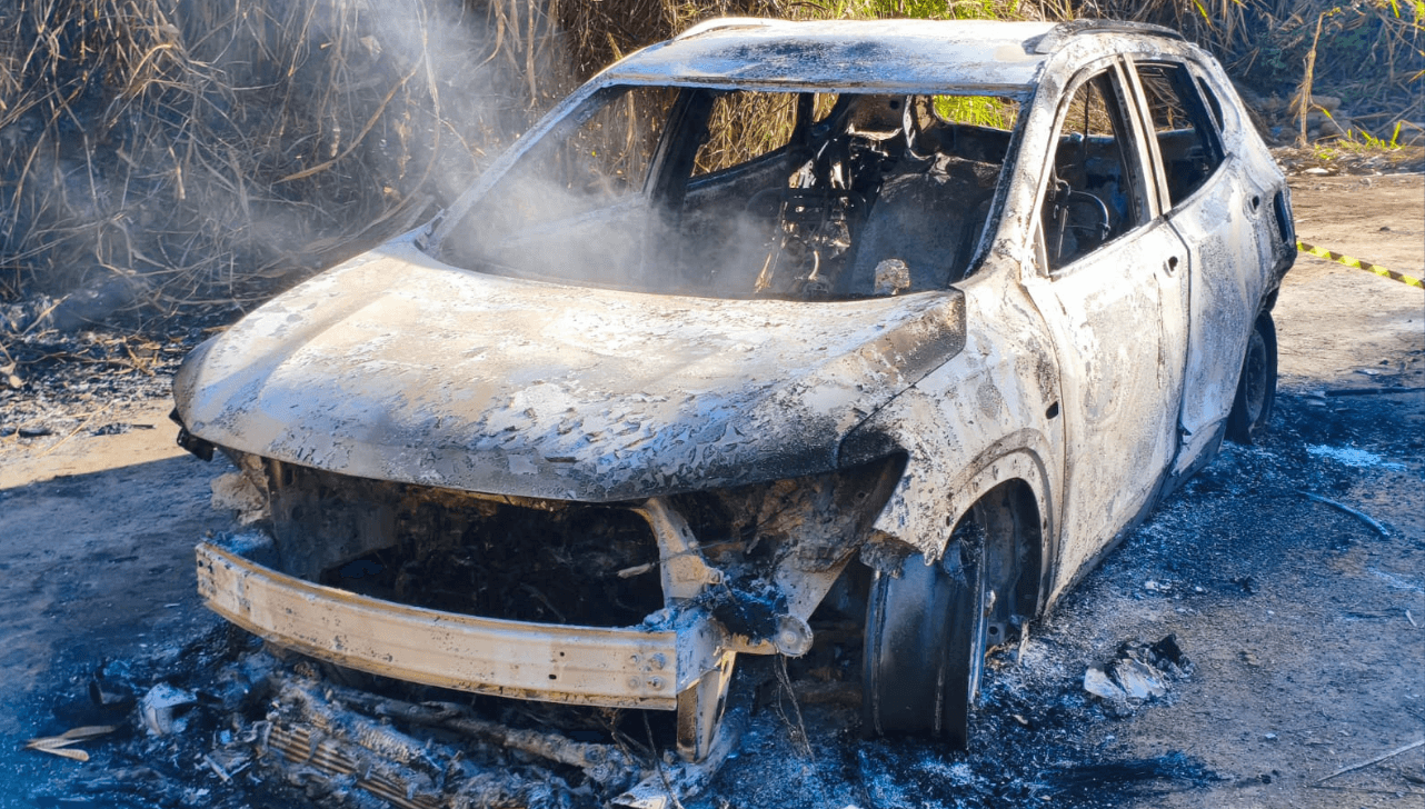 O corpo foi encontrado perto de carro queimado  - Crédito: Divulgação/GCM