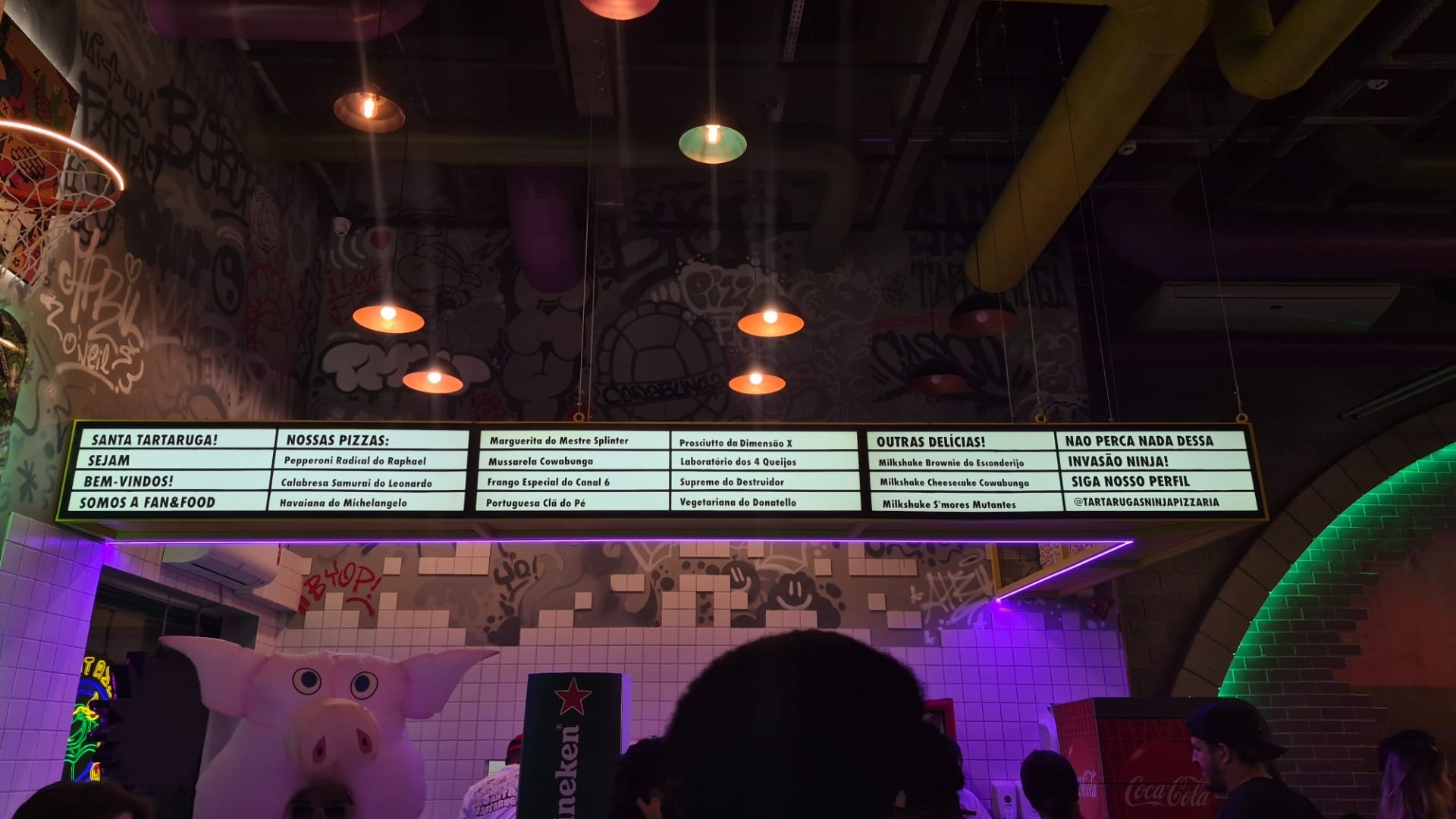 Menu da Pizzaria das Tartarugas Ninja