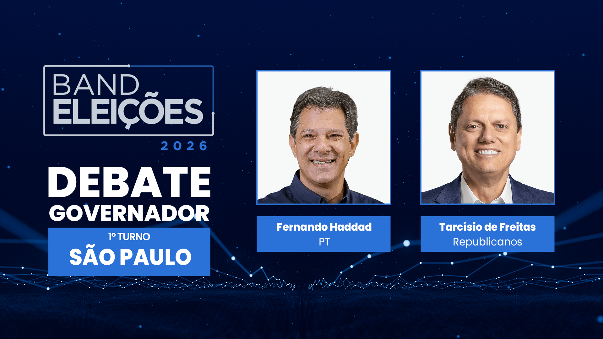 Debate Band AO VIVO reúne Haddad e Tarcísio na disputa pelo governo de SP