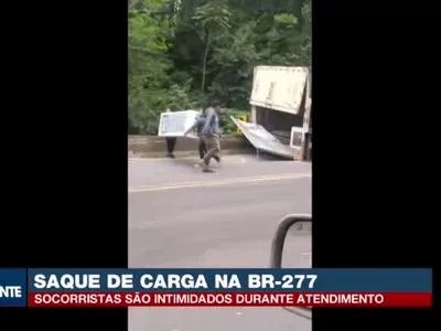 Saque de carga e ameaça após acidente na BR-277, em Nova Laranjeiras, no PR