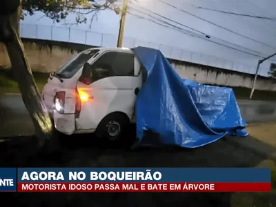 Motorista sofre mal súbito e caminhão atinge árvore no Boqueirão