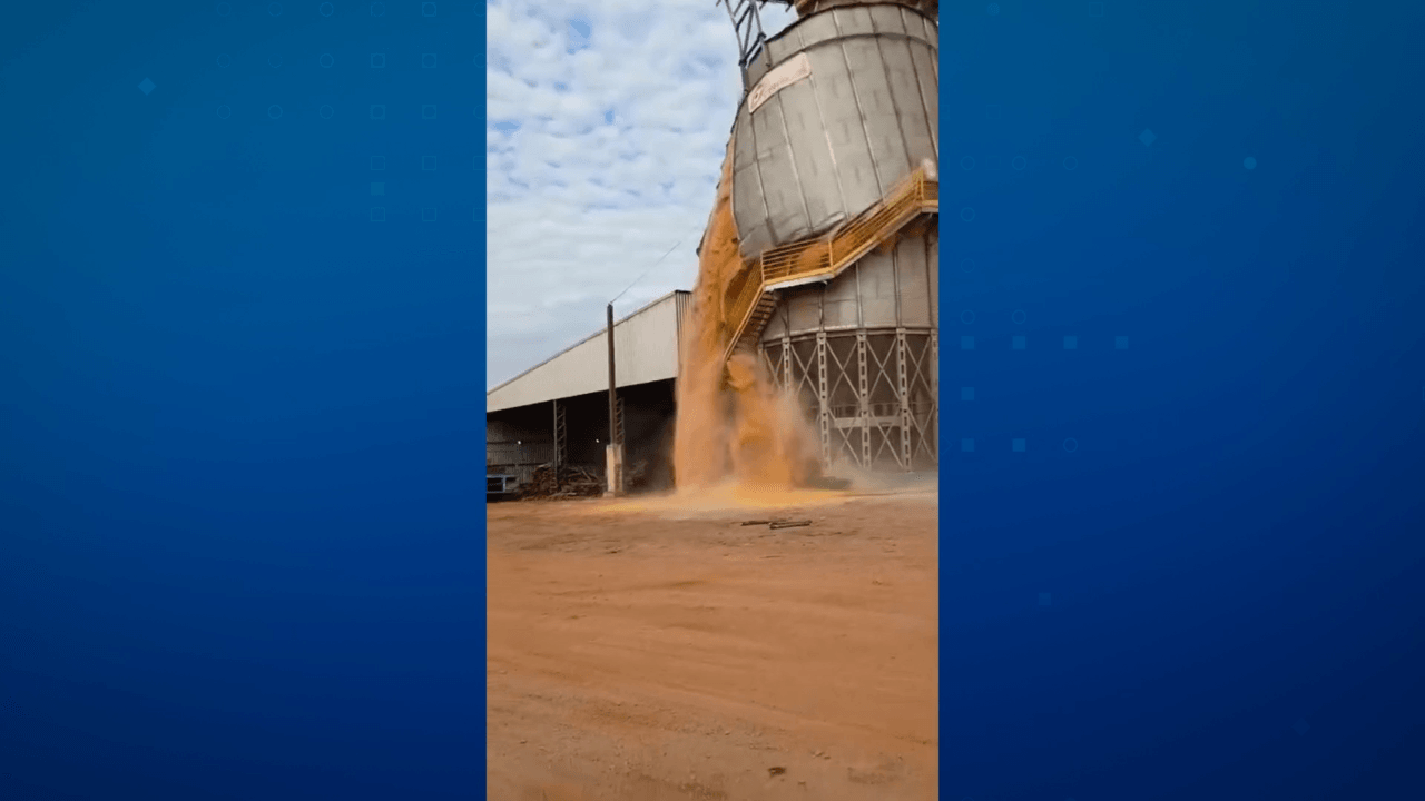 Vídeo registra desabamento de silo em Primeiro de Maio, no Paraná