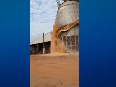 Vídeo registra desabamento de silo em Primeiro de Maio, no Paraná