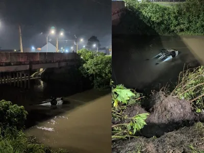 Carro cai em rio em Pinhais; homem morre e mulher desaparece