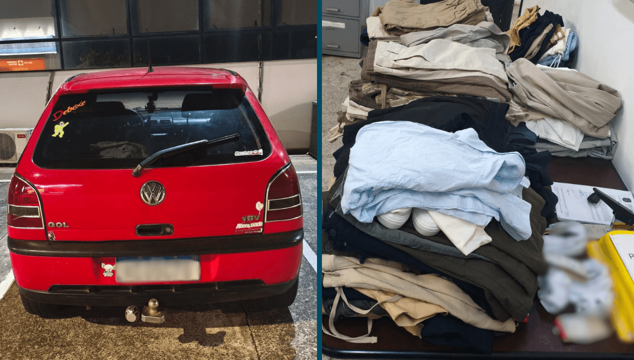 Carro foi apreendido e as roupas devolvidas aos proprietários